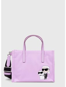 Torbica Karl Lagerfeld vijolična barva