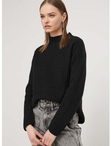 Volnen pulover HUGO ženski, črna barva