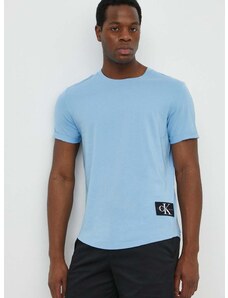 Bombažna kratka majica Calvin Klein Jeans moški, rjava barva