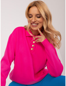 Fashionhunters Fluo pink oversize sweater with decorative buttons
