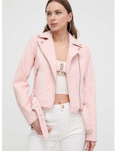 Biker jakna Guess ženska, roza barva