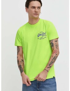 Bombažna kratka majica Superdry moški, rumena barva