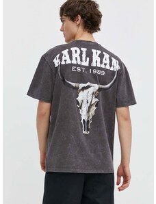 Bombažna kratka majica Karl Kani moški, siva barva