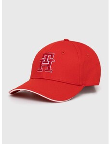 Bombažna bejzbolska kapa Tommy Hilfiger rdeča barva
