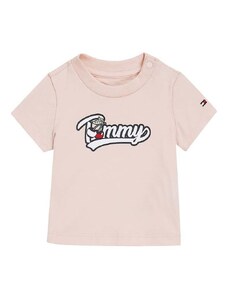 Kratka majica za dojenčka Tommy Hilfiger roza barva