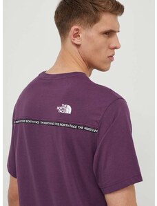 Bombažna kratka majica The North Face moška, vijolična barva, NF0A87DDV6V1