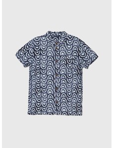 Otroška srajca s primesjo lanu Guess mornarsko modra barva