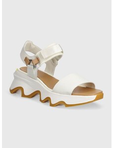 Usnjeni sandali Sorel KINETIC IMPACT Y-STRAP H ženski, bela barva, 2030461125