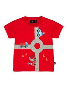Otroška bombažna kratka majica Lego rdeča barva