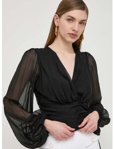Svilena srajca Elisabetta Franchi črna barva