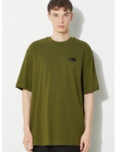 Bombažna kratka majica The North Face M S/S Essential Oversize Tee moška, zelena barva, NF0A87NRPIB1