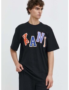 Bombažna kratka majica Karl Kani moški, črna barva