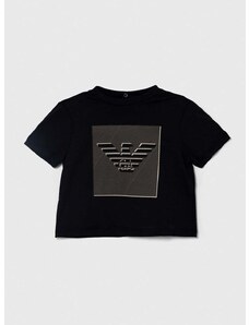 Otroška bombažna majica Emporio Armani črna barva