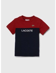 Otroška bombažna kratka majica Lacoste mornarsko modra barva