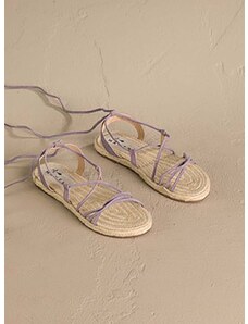 Sandali iz semiša Manebi Lace-Up Sandals ženski, vijolična barva, P 7.4 Y0