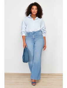Trendyol Curve Light Blue Stitch Detail Flare Fit Denim Jeans