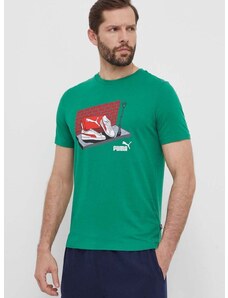 Bombažna kratka majica Puma moška, zelena barva, 680175