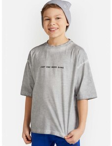 Otroška bombažna kratka majica Coccodrillo siva barva
