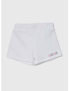 Otroške bombažne kratke hlače Guess bela barva