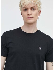 Bombažna kratka majica Abercrombie & Fitch moški, črna barva