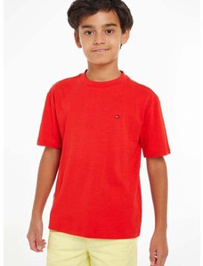 Otroška bombažna kratka majica Tommy Hilfiger rdeča barva