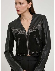 Usnjena jakna Pinko ženska, črna barva, 103517 A1WK