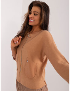Fashionhunters Women's camel cardigan with pockets