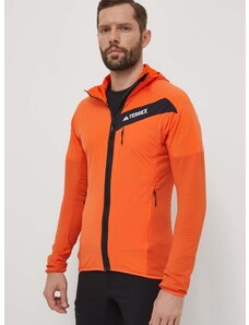 Športni pulover adidas TERREX oranžna barva, s kapuco, IN7009