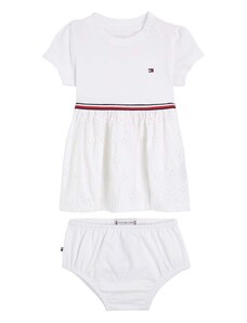 Obleka za dojenčka Tommy Hilfiger bela barva