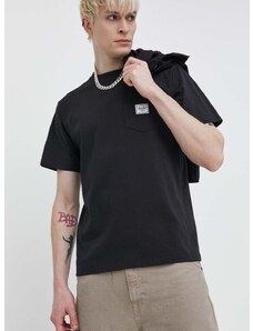 Bombažna kratka majica Herschel moški, črna barva