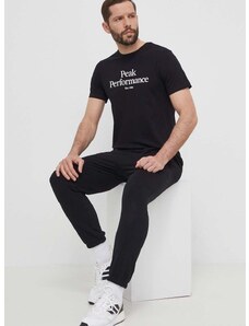 Bombažna kratka majica Peak Performance moški, črna barva