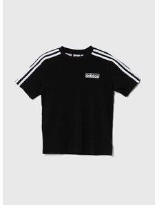 Otroška bombažna kratka majica adidas Originals črna barva