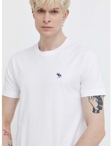 Bombažna kratka majica Abercrombie & Fitch moški, bela barva