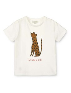 Otroška bombažna kratka majica Liewood Apia Placement Shortsleeve T-shirt bež barva