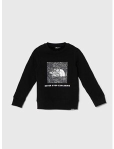 Otroški bombažen pulover The North Face REDBOX CREW črna barva