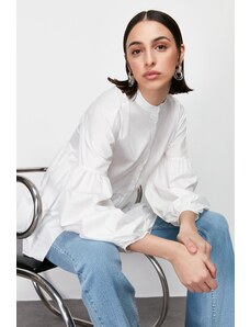 Trendyol Ecru Skirt Layered Cotton Woven Shirt