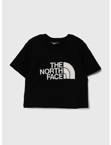 Otroška kratka majica The North Face CROP EASY TEE črna barva