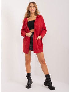 Fashionhunters Dark red cardigan with a hint of viscose