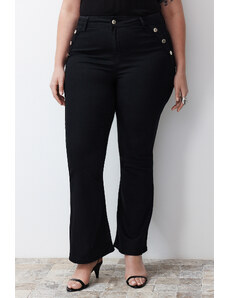 Trendyol Curve Black Button Detailed Flare Jeans