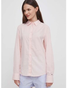 Bombažna srajca Tommy Hilfiger ženska, roza barva