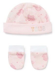 Otroška kapa in rokavice Tous roza barva