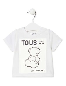 Otroška bombažna kratka majica Tous bela barva