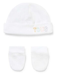 Otroška kapa in rokavice Tous bela barva