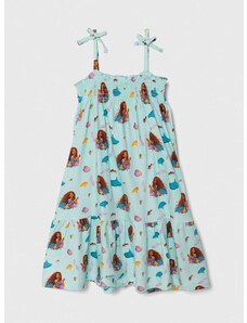 Otroška bombažna obleka zippy x Disney turkizna barva