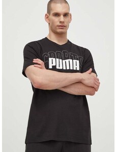 Bombažna kratka majica Puma moška, črna barva, 680177