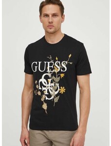 Bombažna kratka majica Guess moška, črna barva, M4GI53 K9RM1