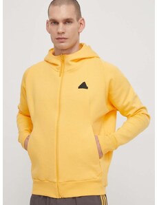 Pulover adidas Z.N.E moški, rumena barva, s kapuco, IR5237