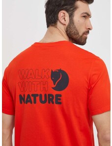 Kratka majica Fjallraven Walk With Nature moška, oranžna barva, F12600216