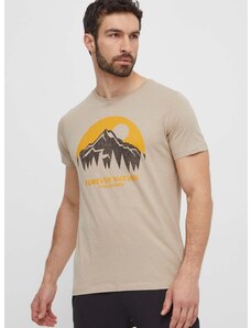 Bombažna kratka majica Fjallraven Nature moška, bež barva, F87053