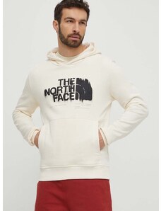 Bombažen pulover The North Face moški, bež barva, s kapuco, NF0A87ETQLI1